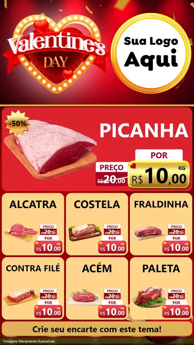 Modelo de Rede Social para Stories com o tema Valentine's Day para Açougue