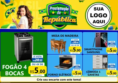Modelo de Encarte para Encarte A4 Horizontal com o tema Proclamação da República para Móveis e Eletro