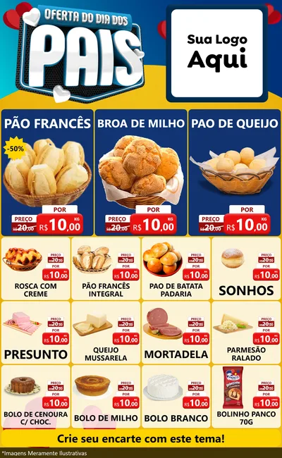 Modelo de Encarte para Encarte Grande com o tema Oferta Do Dia Dos Pais para Padaria