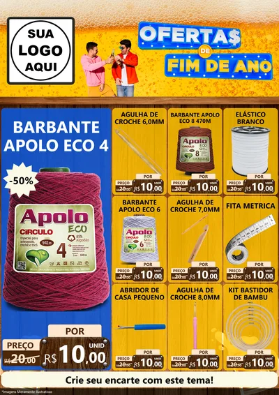 Modelo de Encarte para Encarte A4 Vertical com o tema Ofertas de Fim de Ano para Armarinho e Aviamentos