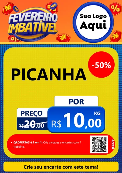 Modelo de Cartaz para Cartaz A4 Vertical com o tema Fevereiro Imbatível para Açougue
