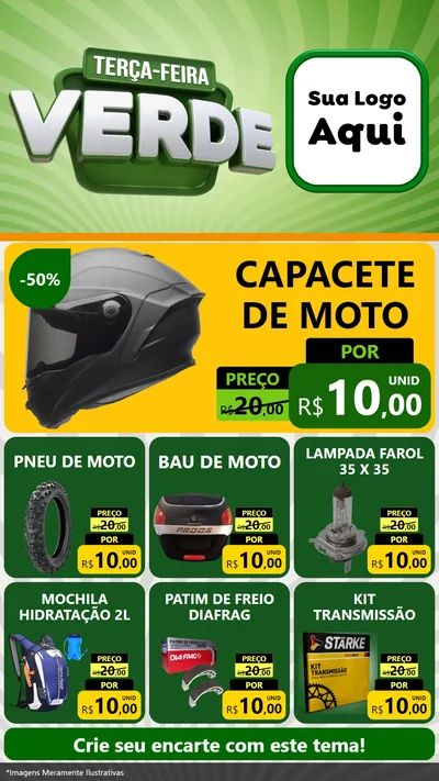 Modelo de Rede Social para Stories com o tema Terça - Feira Verde para Moto peças