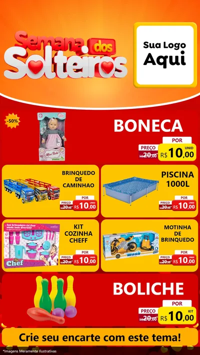 Modelo de TV para TV Vertical com o tema Semana dos Solteiros para Brinquedos
