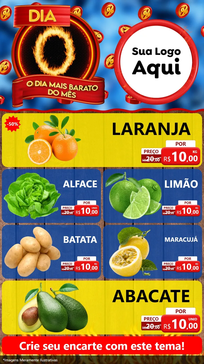 Modelo de TV para TV Vertical com o tema Dia O - O Dia Mais Barato Do Mês para Hortifrúti