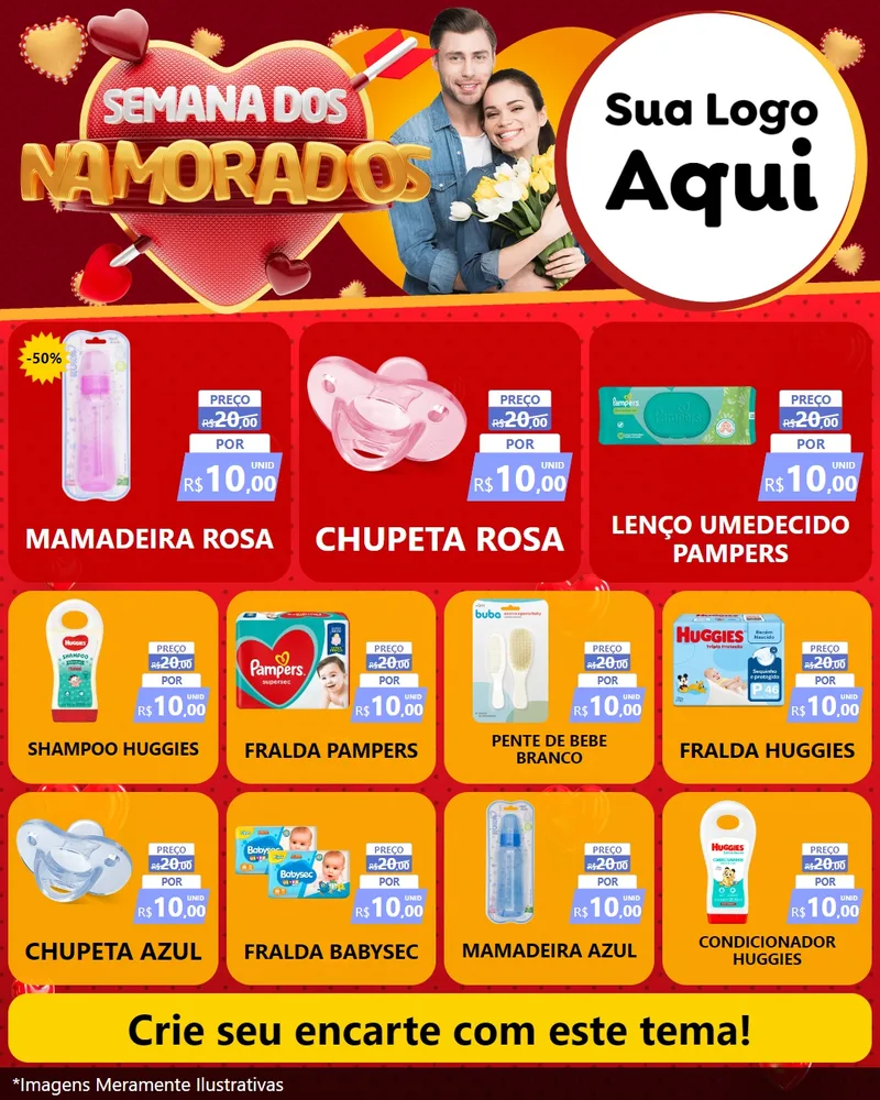 Modelo de Rede Social para Feed Instagram com o tema Semana dos Namorados para Bebês