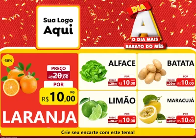 Modelo de Encarte para Encarte A4 Horizontal com o tema Dia A o Dia Mais Barato do Mês para Hortifrúti