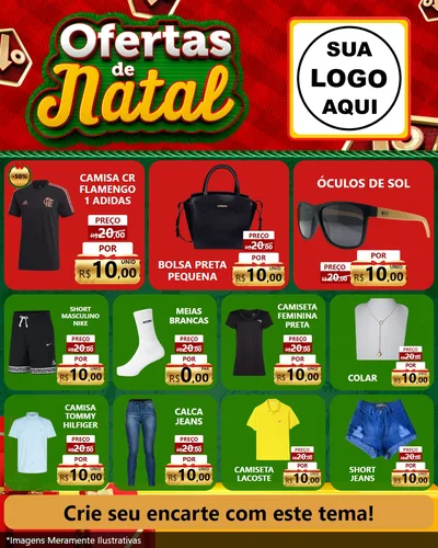 Modelo de Rede Social para Feed Instagram com o tema Ofertas de Natal para Roupas e acessórios