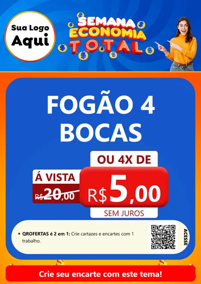Modelo de Cartaz para Cartaz A4 Vertical com o tema Semana Economia Total para Móveis e Eletro