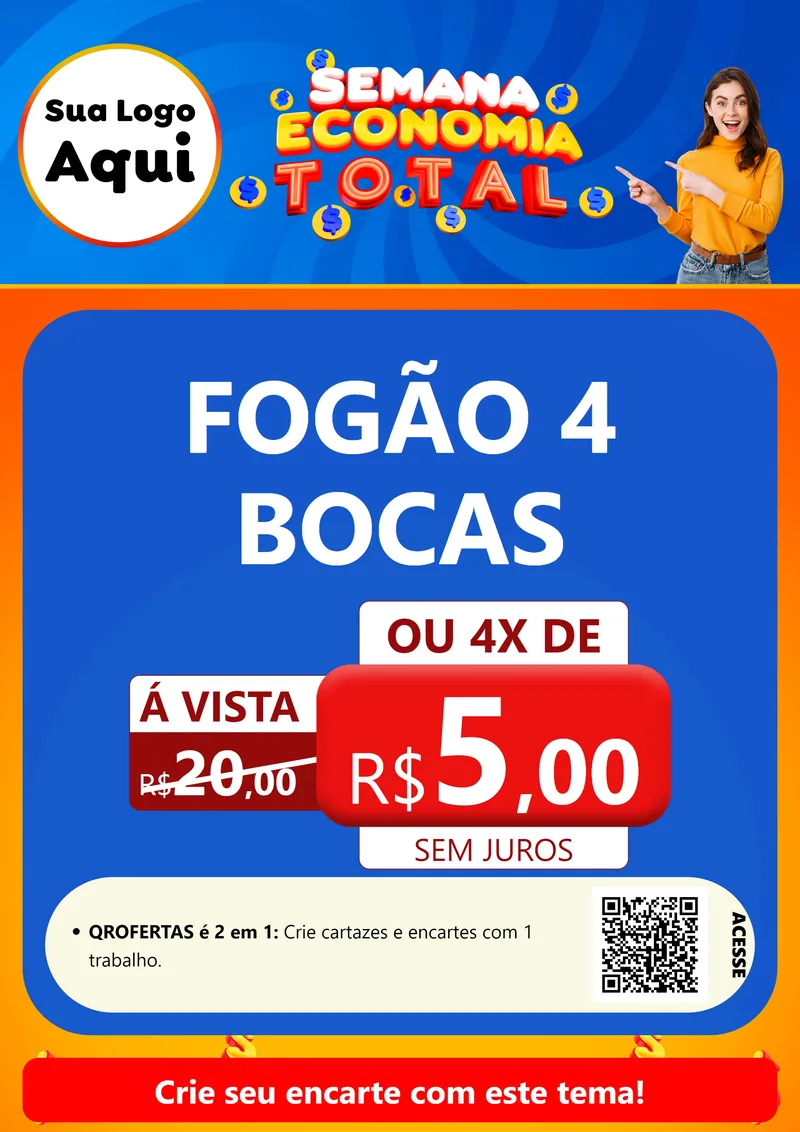 Modelo de Cartaz para Cartaz A4 Vertical com o tema Semana Economia Total para Móveis e Eletro