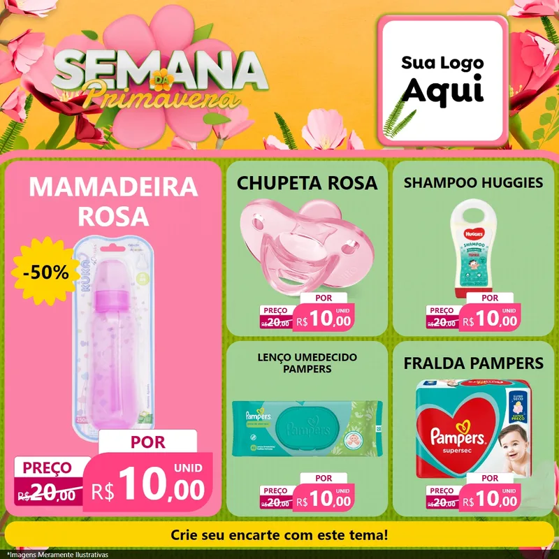 Modelo de Rede Social para Feed Facebook com o tema Semana da Primavera para Bebês