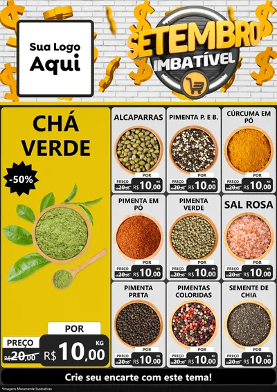 Modelo de Encarte para Encarte A4 Vertical com o tema Setembro Imbatível para Produtos Naturais