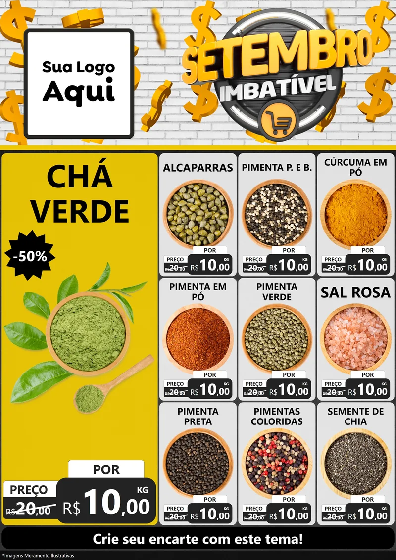 Modelo de Encarte para Encarte A4 Vertical com o tema Setembro Imbatível para Produtos Naturais