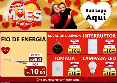 Modelo de Encarte para Encarte A4 Horizontal com o tema Semana das Mães Premiada para Materiais Elétricos