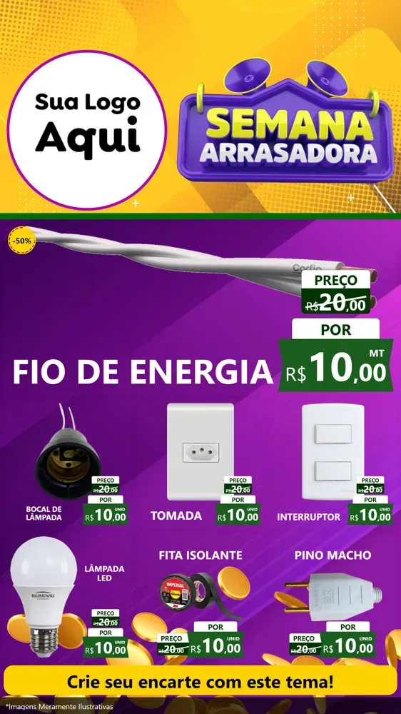 Modelo de Rede Social para Stories com o tema Semana Arrasadora para Materiais Elétricos