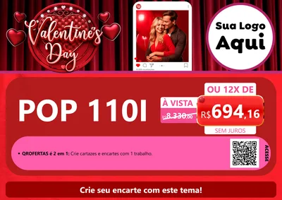 Modelo de Cartaz para Cartaz A4 Horizontal com o tema Valentine's Day para Concessionaria de Motos