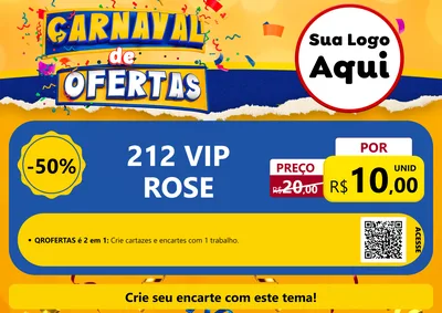 Modelo de Cartaz para Cartaz A4 Horizontal com o tema Carnaval de Ofertas para Perfumes