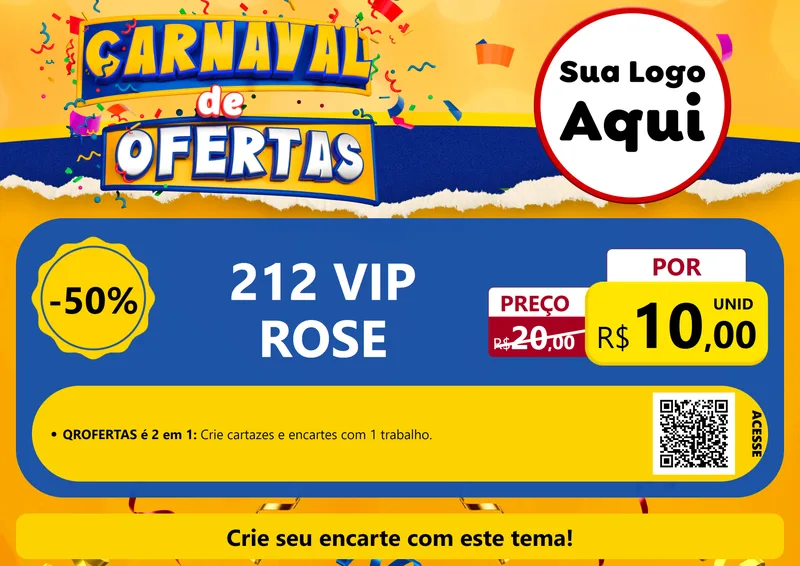 Modelo de Cartaz para Cartaz A4 Horizontal com o tema Carnaval de Ofertas para Perfumes