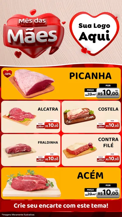 Modelo de TV para TV Vertical com o tema Mês das Mães para Açougue