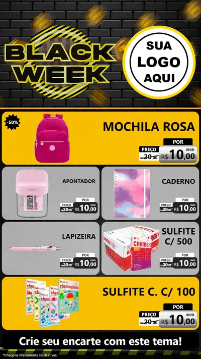 Modelo de TV para TV Vertical com o tema Black Week para Papelaria