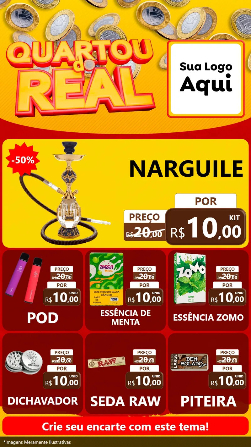 Modelo de Rede Social para Stories com o tema Quartou do Real para Tabacaria
