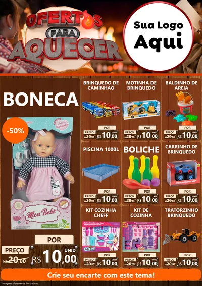 Modelo de Encarte para Encarte A4 Vertical com o tema Ofertas Para Aquecer para Brinquedos