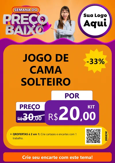 Modelo de Cartaz para Cartaz A4 Vertical com o tema Semana do Preço Baixo para Cama, Mesa e Banho