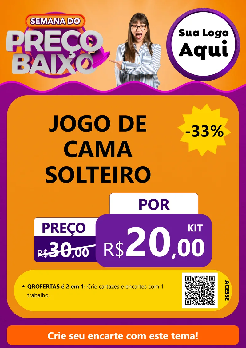 Modelo de Cartaz para Cartaz A4 Vertical com o tema Semana do Preço Baixo para Cama, Mesa e Banho