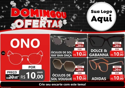 Modelo de Encarte para Encarte A4 Horizontal com o tema Domingou de Ofertas para Óticas