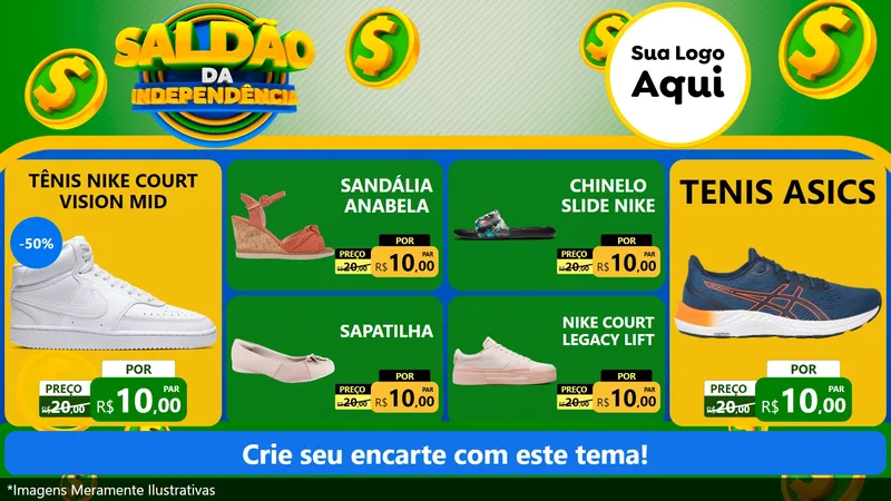 Modelo de TV para TV Horizontal com o tema Saldão da Indepêndencia para Calçados