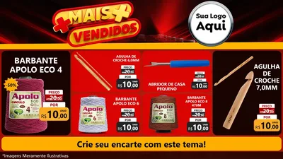 Modelo de TV para TV Horizontal com o tema Mais Vendidos para Armarinho e Aviamentos