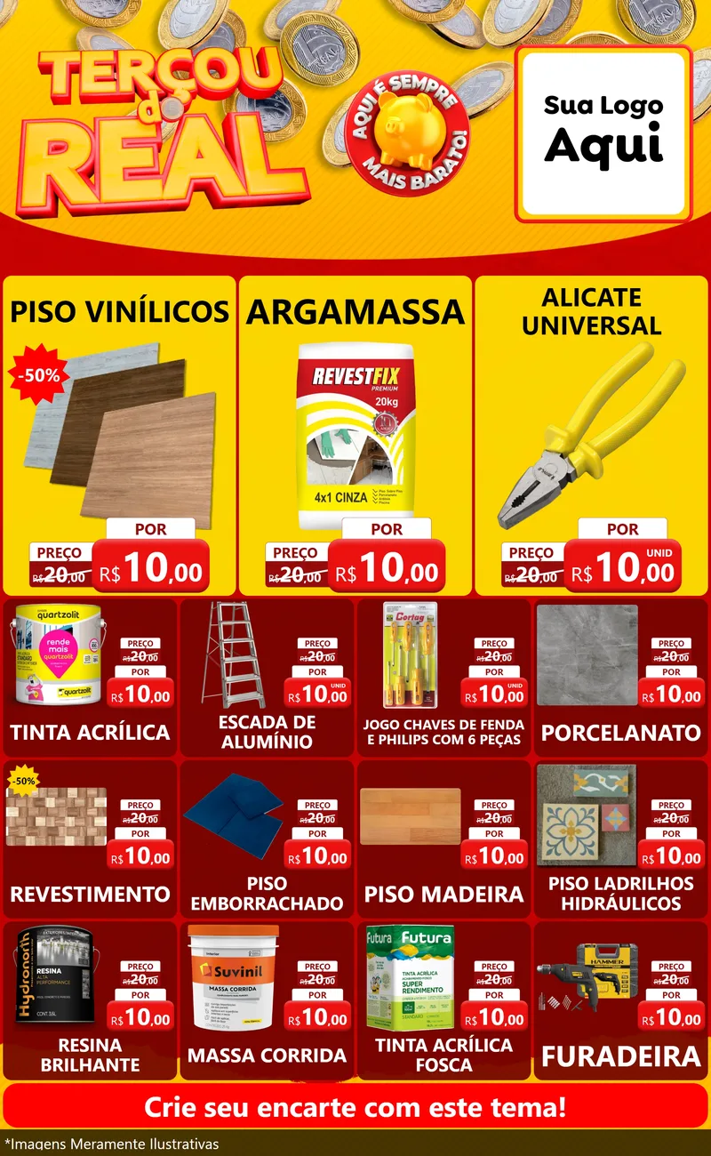 Modelo de Encarte para Encarte Grande com o tema Terçou do Real para Material para Construção