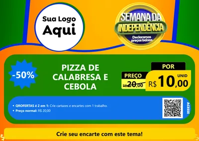 Modelo de Cartaz para Cartaz A4 Horizontal com o tema Semana da Independência Declaramos Preços Baixos para Pizzaria
