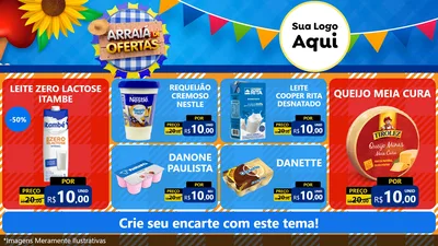 Modelo de TV para TV Horizontal com o tema Arraiá de Ofertas para Frios e Laticínios