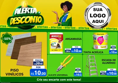 Modelo de Encarte para Encarte A4 Horizontal com o tema Alerta de Desconto para Material para Construção