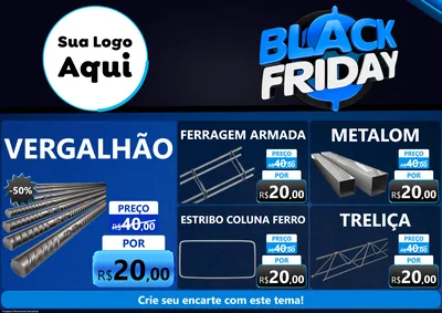 Modelo de Encarte para Encarte A4 Horizontal com o tema Black Friday para Ferragens