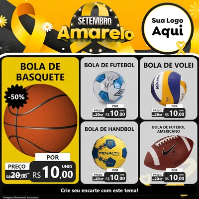 Modelo de Rede Social para Feed Facebook com o tema Setembro Amarelo para Artigos Esportivos
