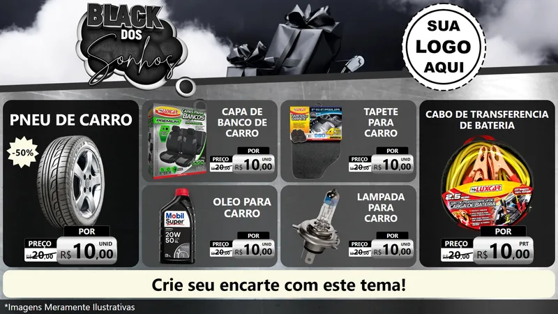 Modelo de TV para TV Horizontal com o tema Black dos Sonhos para Auto peças