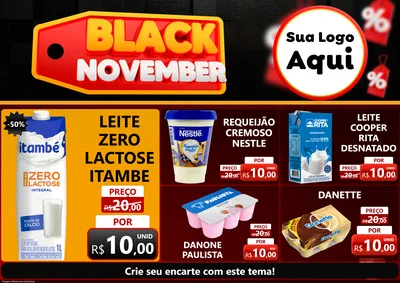 Modelo de Encarte para Encarte A4 Horizontal com o tema Black November para Frios e Laticínios