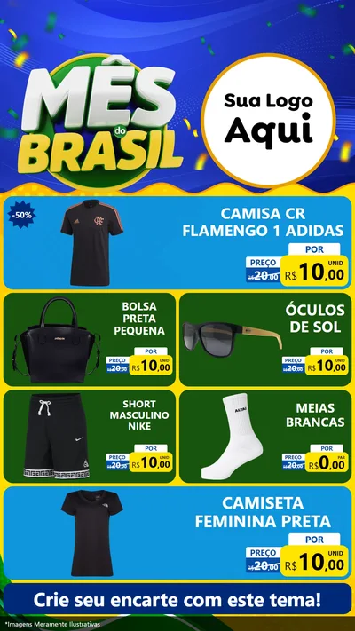 Modelo de TV para TV Vertical com o tema Mês do Brasil para Roupas e acessórios
