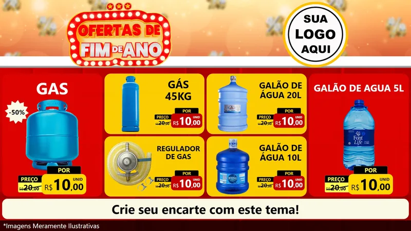 Modelo de TV para TV Horizontal com o tema Ofertas de Fim de Ano para Água e gás