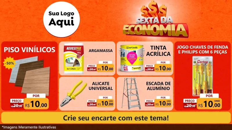 Modelo de TV para TV Horizontal com o tema Sexta da Economia para Material para Construção