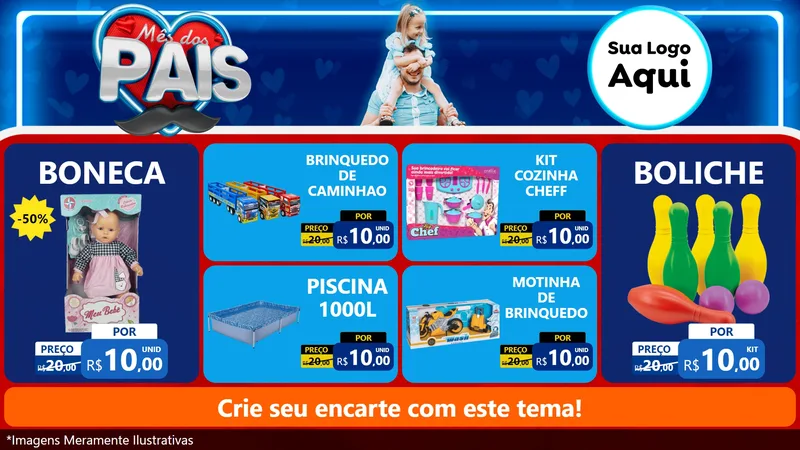 Modelo de TV para TV Horizontal com o tema Mês Dos Pais para Brinquedos