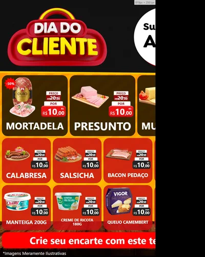 Modelo de Rede Social para Feed Instagram com o tema Dia do Cliente para Frios e Laticínios