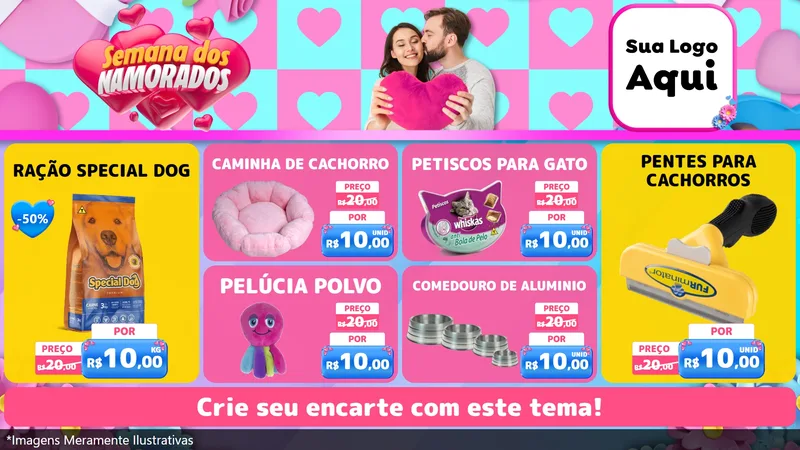 Modelo de TV para TV Horizontal com o tema Semana dos Namorados para Pet Shop