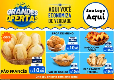 Modelo de Encarte para Encarte A4 Horizontal com o tema Grandes Ofertas para Padaria