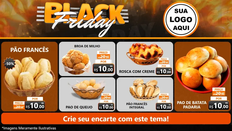 Modelo de TV para TV Horizontal com o tema Black Friday para Padaria