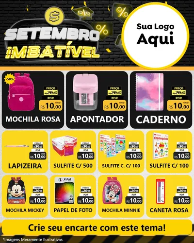 Modelo de Rede Social para Feed Instagram com o tema Setembro Imbatível para Papelaria