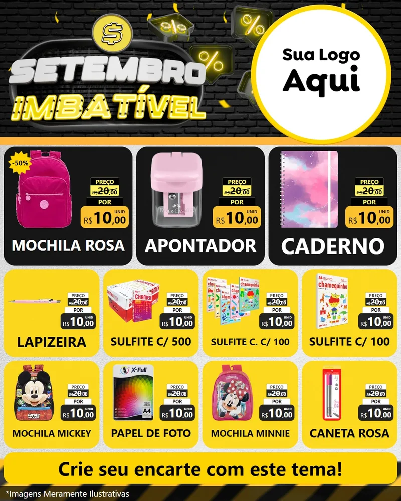 Modelo de Rede Social para Feed Instagram com o tema Setembro Imbatível para Papelaria