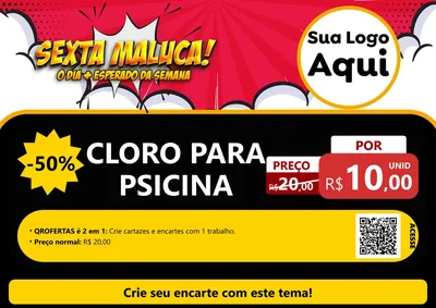 Modelo de Cartaz para Cartaz A4 Horizontal com o tema Sexta Maluca! para Produtos para Piscina