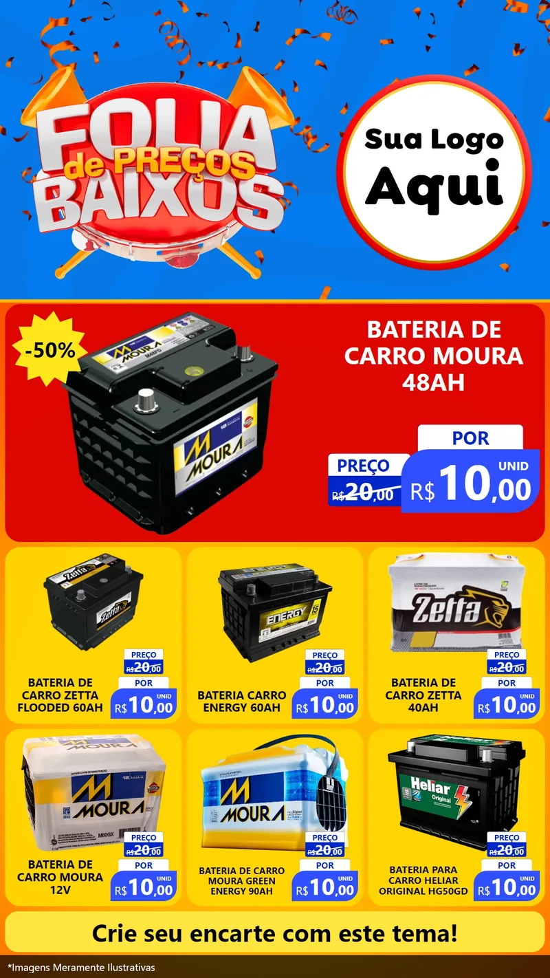 Modelo de Rede Social para Stories com o tema Folia de Preços Baixos para Baterias Elétricas